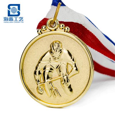 China Custom China Supplier Metal Alloy Embossed 3D Bicycle Cycle Race Sport Medals With Ribbon for sale