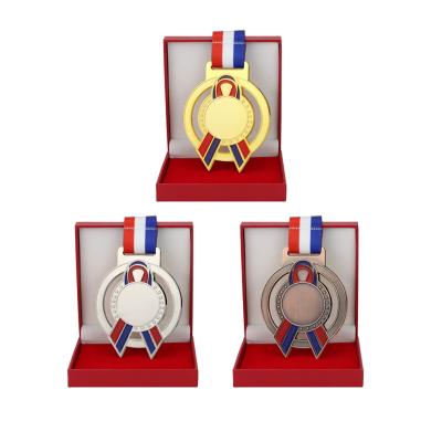 China China red color blue white ribbon sash custom or wholesale celebration souvenir sports meeting medals mask alloy metal school medal for sale