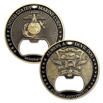 China China USA Marine Corps Commemorate Bottle Opener Multifunctional Military Key Chain Challenge Coin for sale