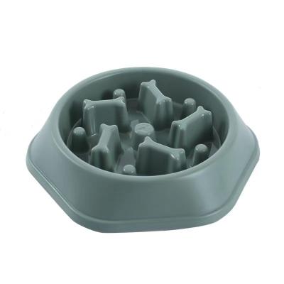 China Dog PP Dog Feeder Bone Shape Food Feeder Eco - Friendly Sustainable Anti - Clogging Slow Feeding Bowl for sale