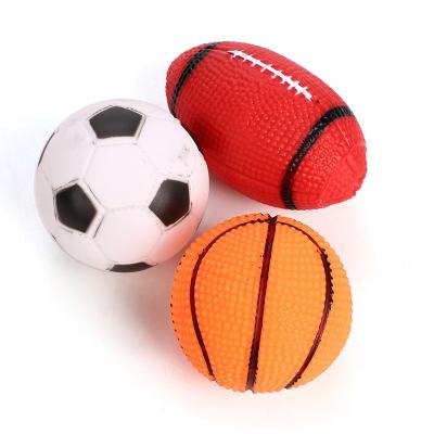 China Viable Wholesale Cheap OEM Bite-Resistant Vinyl Clanging Pet Ball Dog Training Simulation Football Squeaky Toy for sale