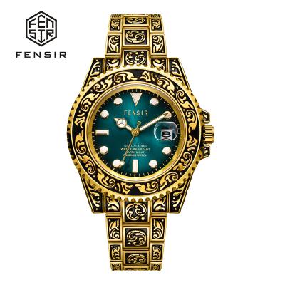 China FENSIR Direct Selling Fasion Stainless Steel Crown Luminous Strap Men's Automatic Customization Factory Date Screw Wristwatch Classic Quartz Watch for sale