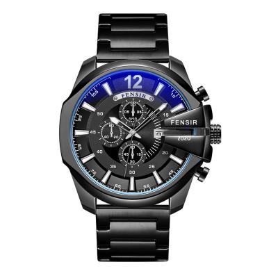 China Factory Direct Sale FENSIR Luminous Trap Men's Day/Date Customization Fashion Big Dial Stainless Steel Watch Quartz Watch Classic OEM for sale