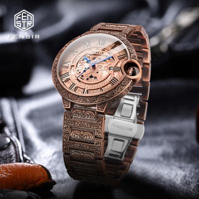 China Factory Direct Sale FENSIR Day/Date Balloon Watch Traditional Business Luxury Men Watch Classic Roman Stainless Steel Strap Quartz Watch for sale