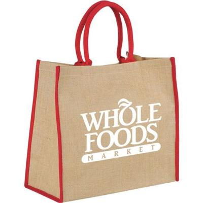 China Wholesale NATIONAL Burlap Tote Bag Wearable Tote Shopping Canvas Bag With Custom Logo for sale