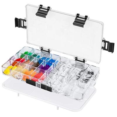 China Wells Watercolor Palette Box Case Airtight Artist Paint 24 Oil Watercolors And Acrylic Paints Transparent Empty Palette Paint For Watercolor/Oil/Acrylic for sale