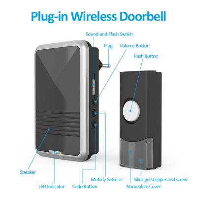 China Ringbell Modern Auto-learning Wireless Doorbell QH-823AC BLACK for sale