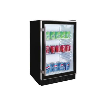 China Commercial Warranty Single-Hold Glass Bar Mini Supermarket Hotel Display Beer Fridge Hinge Door Back Freezer for sale