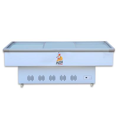 China Commercial Single-temperature Supermarket Seafood Large Capacity Ice Box Display Sliding Glass Door Chest Island Freezer for sale