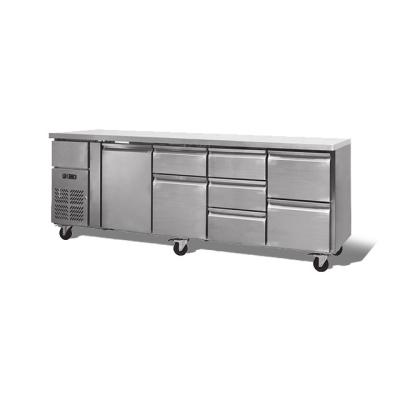 China Hotel Hotel Kitchen Restaurant Foaming Door Commercial Under Counter Freezer Stainless Steel Fridge for sale