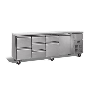 China Frost Free Hotel Under Counter Freezer Cabinet Restaurant Kitchen 304 Stainless Steel Fridge for sale