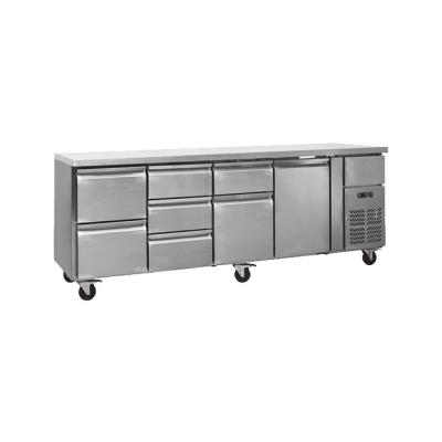 China Hotel Hotel Under Workbench Auto-defrost Commercial Kitchen Work Table Stainless Steel Refrigerator for sale