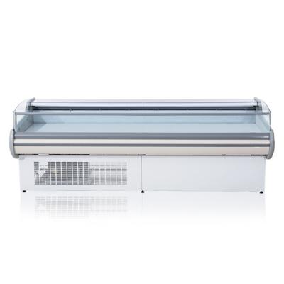 China Wholesale Double Door Glass Shop Right Angle Temp Butcher Compressor Supermarket Refrigerator Fresh Meat Cooler Showcase for sale