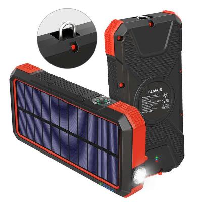 China Outdoor Portable Solar Supplies Solar Power Bank Charger 20,000mah 3.0 Fast Charging Power Bank With Qi Wireless Charger for sale