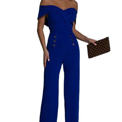 China Breathable Romper Jumpsuit Slim Fit Overalls Shoulder Jumpsuit Short Button Straight Sleeve Pants for sale