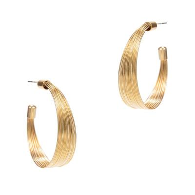 China New Design Classic Fashion New Design Metal Metallic Hoop Earring For Women Gold Plated for sale