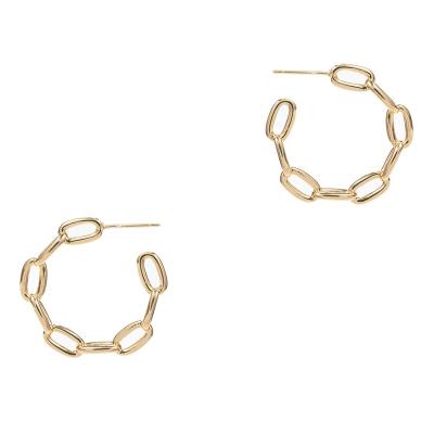 China New Design New Listing Metal Oval Circle Chain Earring For Women Gold Plated for sale