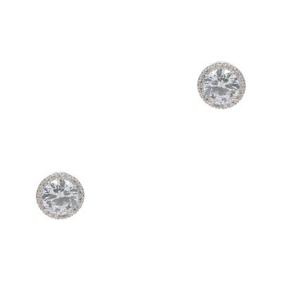 China New Design Fashion New Arrival Jewelry Brass Metal Delicate Stud Earring With Zircon Micro Pave For Women Silver Plated for sale