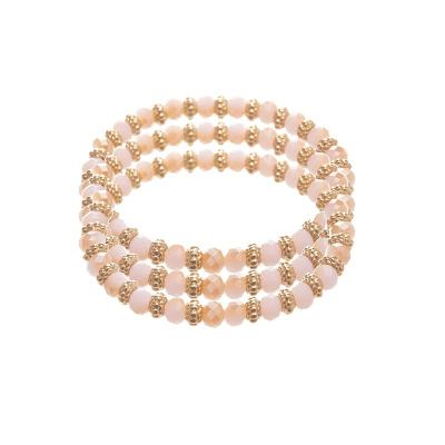 China New design 2021 new designed flower spacer gold bead faceted glassbeads to shine elastic bracelet for sale