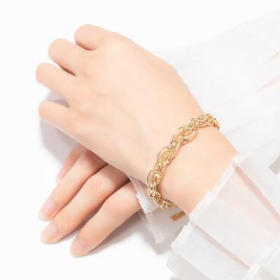 China New Design Fashion Gold Bangles Toggle Bracelet With Pulsera Crystal Wholesale Link Chain Bracelet Men Women for sale