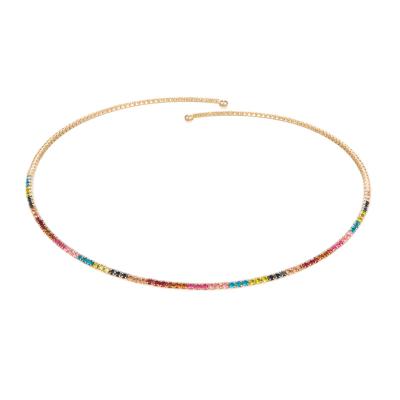 China New Design Fashion Metal Rainbow Rhinestone Choker Necklace For Women for sale