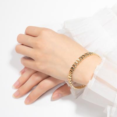 China New Arrival Fashion Link Bracelet Jewelry Style Chain Link Mens Womens Bold Gold Real Gold Plating Wholesale Fine Brass Bracelet Plated Pulsera for sale