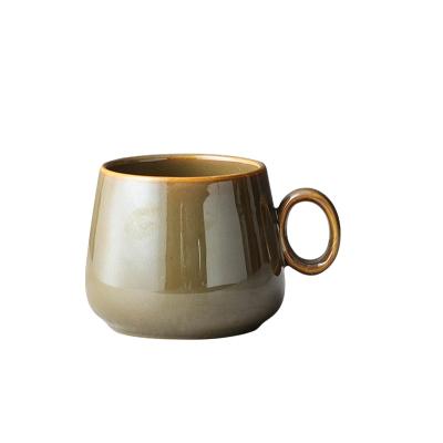 China Sustainable Wholesale Ceramic Handmade Porcelain Coffee Cup And Saucer 230ml Hand Cup for sale