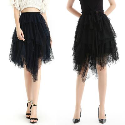 China S077-1 summer girls irregular women fashion new anti-static tiered ruffles party casual puffy short skirts for sale