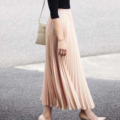 China ODM NC085 Anti-Static/Solid Color Women Beauty Pink Lady OEMElegant Maxi Long Pleated Skirt For Women for sale