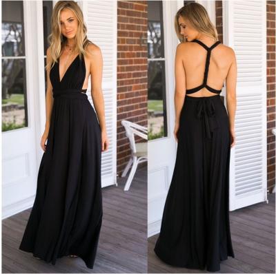 China Anti-Static Washable Party Club Night Elegant Classic Black Evening Modest Office Dress for Women for sale