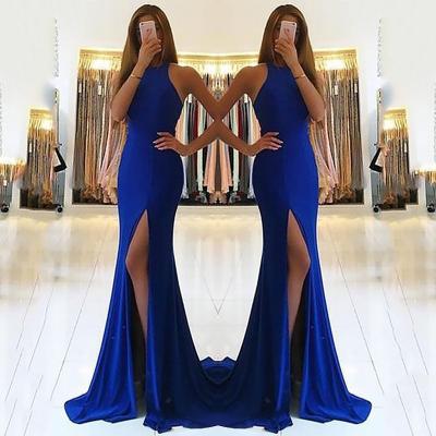 China Anti-Static 2023 Halter Neck Bodycon Split Long Formal Prom Dresses Women Elegant Sexy Party Gown for sale