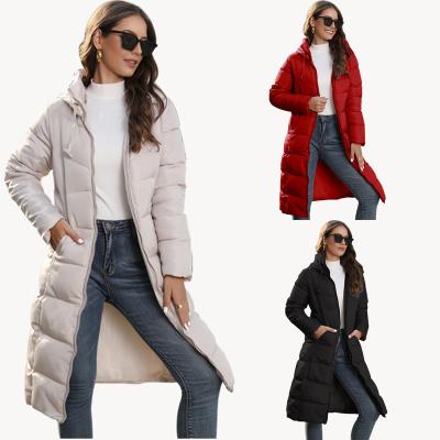 China Sustainable Winter Puffer Long Down Ladies Warm Hooded Cotton-padded Clothes Women Slim Long Down Winter Jackets Coats plus Size for sale