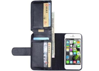 China Anti - dust Black Wallet Iphone Leather Case For IPhone 6 Plus / Samsung S4 / S5 / Note 3 for sale