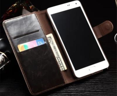 China PU Leather Wallet Cell Phone Covers With Card Slots For samsung galalxy Note 4 for sale