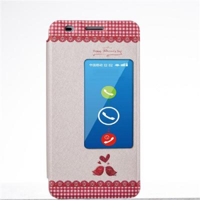 China PU Leather Case Huawei Honor 6 Cases and Covers with Stand and Window for sale