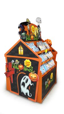 Chine La palette au détail de carton a ridé l'affichage avec le squelette de Ghost de potiron pour la sucrerie de Halloween promotionnelle à vendre