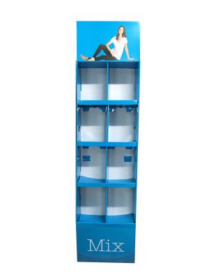 China Custom-make Cardboard Stand Corrugated Display Retail Shelf with Grids for Leisure Wear for sale