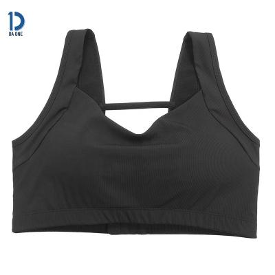 China Comfortable Women's Black With Soft Back Unique Cross Design And Durable Sports Bra Plus Size 0220 for sale