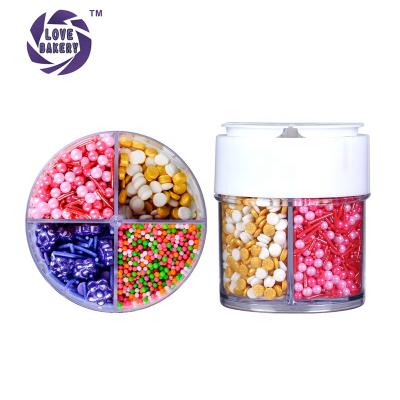 China Cake / Mini 4 Cells Sugar Beads Cotton Candy Jimmies Love Bakery Ice Cream / Cupcake / Lollipop / Donut Edible Baking Ingredients Sprinkles Cake Decorations for sale