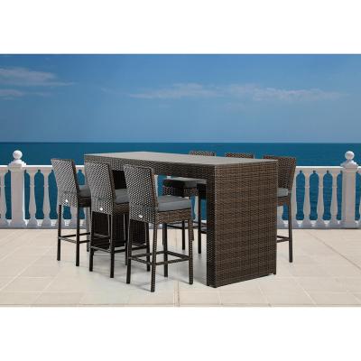 China Modern Commercial Patio Leisure Hotel High Stool And Table Furniture Outdoor Rattan Bar Set for sale