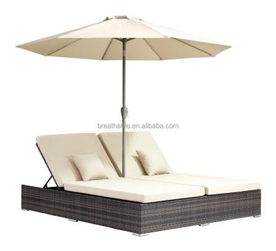 China Modern PE Rattan Weaving Wicker Loungers Outdoor Sunbathing Daybed Furniture Pool Sun Doubles for sale