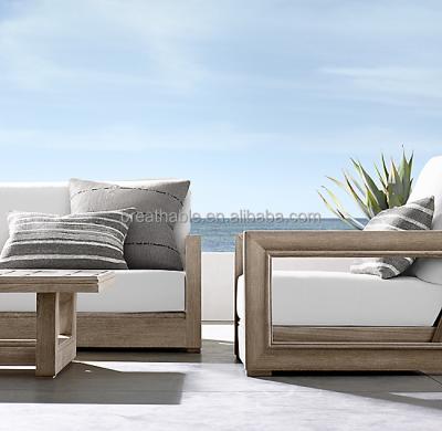 China Modern outdoor luxury furniture morden patio 4 seater set seat deep solid teak wood sofa for sale