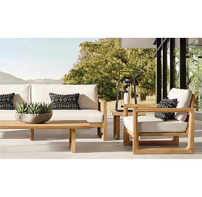 China Modern Luxury Natural Color Patio Furniture Deep Seat 4 Piece Solid Wood Teak Outdoor Sofa for sale