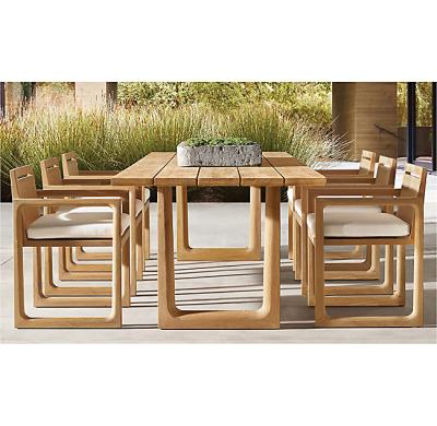 China Modern Outdoor Furniture Customized Size Natural Wood Style Solid Teak Dining Table Set Modern for sale