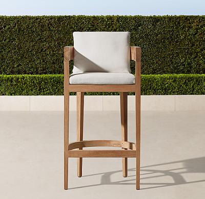 China Traditional Outdoor Yard Furniture High Seat Curved Back Solid Teak Wood Bar Chair for sale