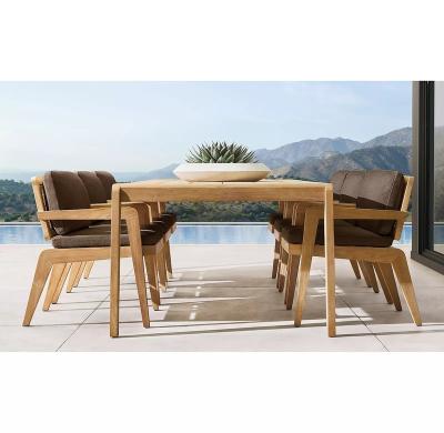 China Traditional Outdoor Teak Weave Armchairs Furniture 6 Seat Rope Solid Dining Table Set Wood for sale