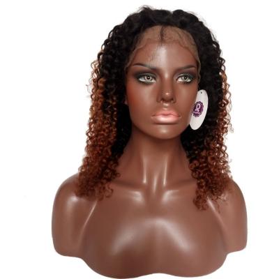 China Afro Kinky Curly Brazilian Virgin Human Hair Lace Front Wigs for Women1b/#30 Two-Toned for sale