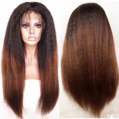 China Brazilian virgin hair lace front wigs T1b/30 Ombre color Italian yaki kinky straight wigs with baby hair for sale