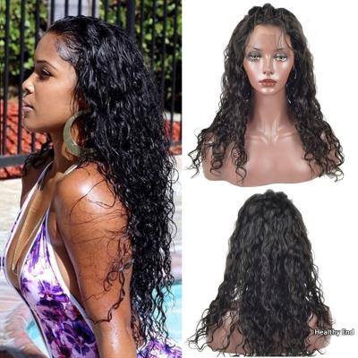 China Human Hair Wigs Lace Front Wigs Brazilian Hair Water Wave with Baby Hair 130% Density Natural Color for sale