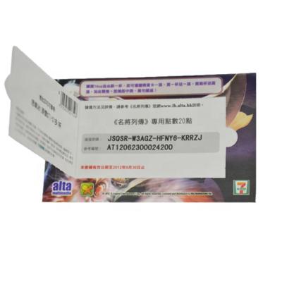 China Verification Code Custom Pull Tab Game Cards With Security Code And A Window for sale